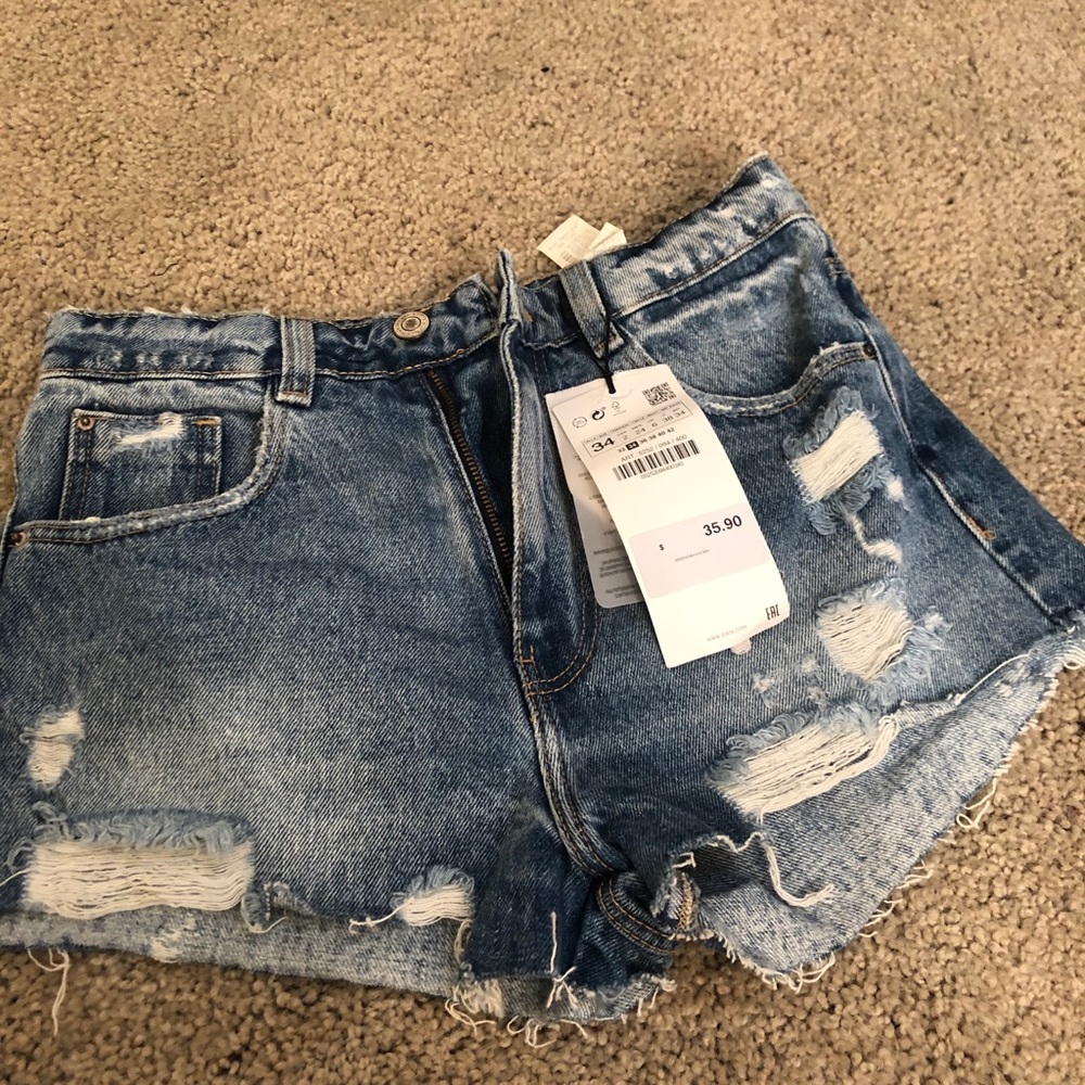 ZARA TRF Denim High Rise Shorts